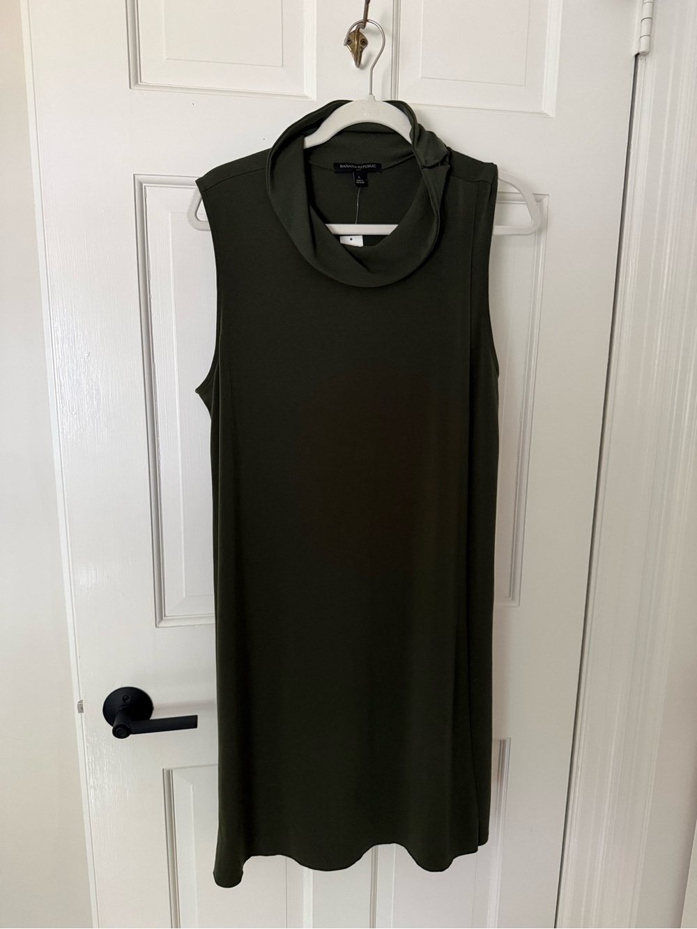 Banana Republic Olive Green Sleeveless Cowl-Neck Shift Dress